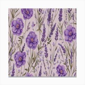 seamless pattern of Lavender Flowers Canvas Print