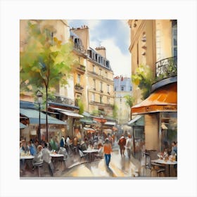 Paris Cafes.Cafe in Paris. spring season. Passersby. The beauty of the place. Oil colors.2 Canvas Print