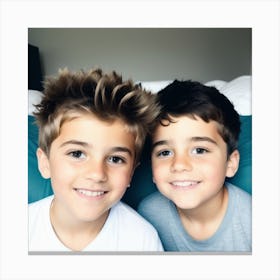 Two Boys Posing For A Picture Canvas Print