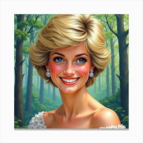 Princess Diana S Radiant Smile With Vivid Watercolor Forest Background 1 Canvas Print