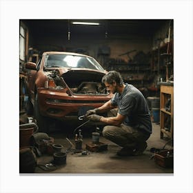 Mechanic Working On A Car 1 Canvas Print
