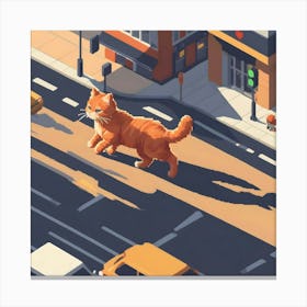 Cat Crossing The Street Canvas Print