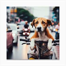 Dog On A Bike Canvas Print