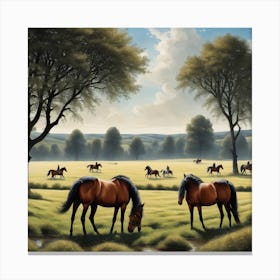 Horses In The Meadow 1 Canvas Print