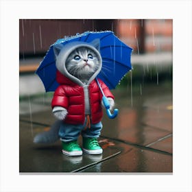 Cute Kitten In The Rain Canvas Print