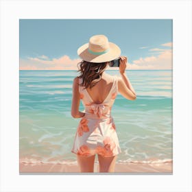 A Woman At The Beach Canvas Print