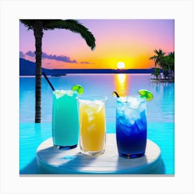 Tropical Drinks On The Beach Canvas Print