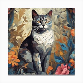 Cat In The Garden 2 Canvas Print