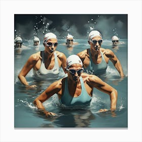 Racing Swimmers Art Print 2 Canvas Print