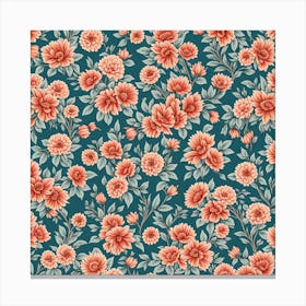 floral pattern Dusty Teal, muted Coral, 230 Canvas Print