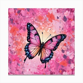 Butterfly In Pink Flowers Canvas Print