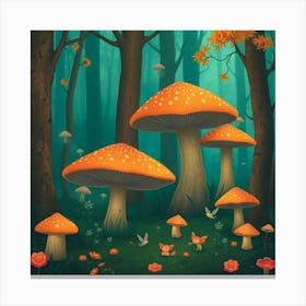 Mushrooms In The Forest 20 Canvas Print