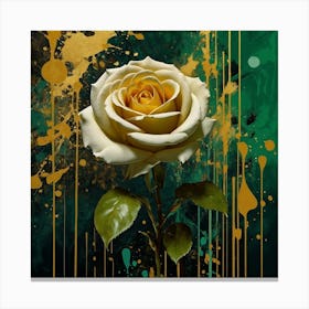 Gold Splatter Rose Canvas Print