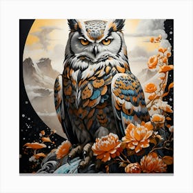 Owl In The Moonlight Canvas Print