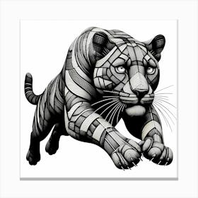 Panther Jump - Abstract Line Art Illustration 207 Canvas Print