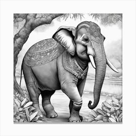 Elephant In The Forest Canvas Print