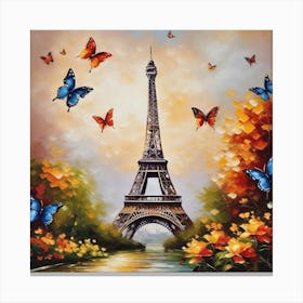 Butterflies In The Eiffel Tower Canvas Print