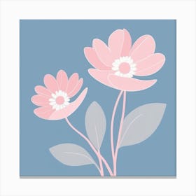 A White And Pink Flower In Minimalist Style Square Composition 162 Canvas Print