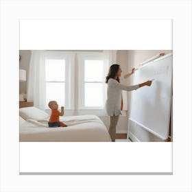 Woman Writing On A Whiteboard Canvas Print