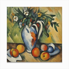 Peaches In A Vase 1 Canvas Print
