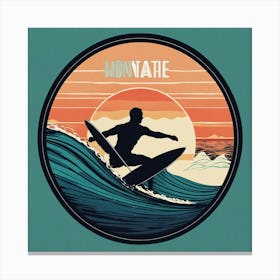 Round Logo Montabeach Minimaliste Ocean Wave Surfi (1) Canvas Print