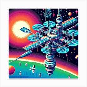 8-bit space station 1 Canvas Print