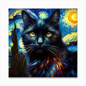 Cat With Starry Sky Canvas Print