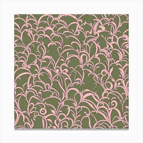 Pink And Green Floral Pattern, A Seamless Pattern, Flat Art, 177 Canvas Print