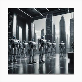 Robots In The City 1 Canvas Print