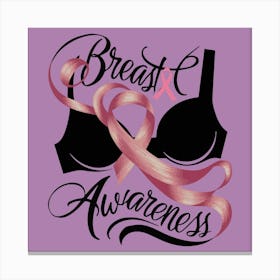 Women Breast Cancer Awareness background with brassiere Calligraphy in Pink Ribbon international symbol for month October suitable for clipart and poster and wall art 2 Canvas Print