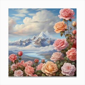 Roses In The Mountains 3 Canvas Print