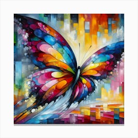 Colourful Cubist Abstract Butterfly v2 Canvas Print