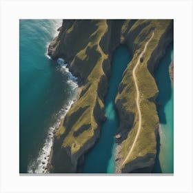 Aerial View Of Cliffs And Ocean Canvas Print