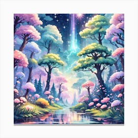 A Fantasy Forest With Twinkling Stars In Pastel Tone Square Composition 160 Canvas Print