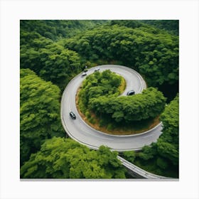 Aerial View Of A Winding Road Canvas Print