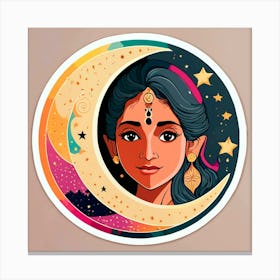 A young woman surrounded by vivid stars Canvas Print