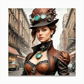 Steampunk Women's Street Fashion Cubism Style Canvas Print