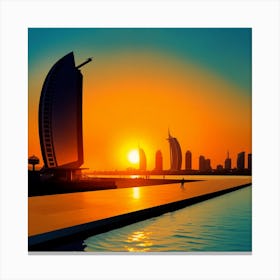 Sunset In Dubai Canvas Print