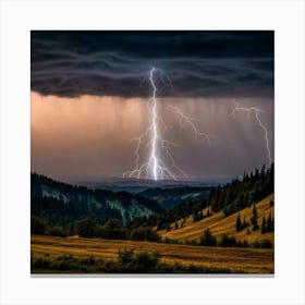 Impressive Lightning Strikes In A Strong Storm 5 Canvas Print