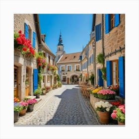 Cobblestone Street In France 10 Canvas Print