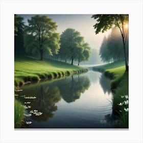 River In A Park Canvas Print