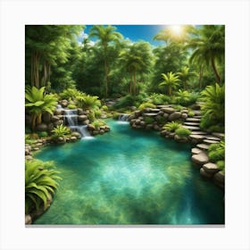 Waterfall In The Jungle 83 Canvas Print