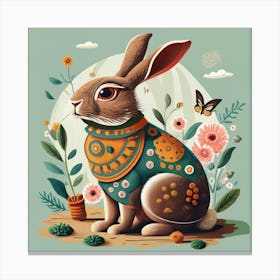 Rabbit With Flowers Canvas Print