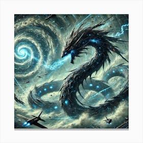 A High Tech, Sci Fi Depiction Of A Massive Serpent Canvas Print