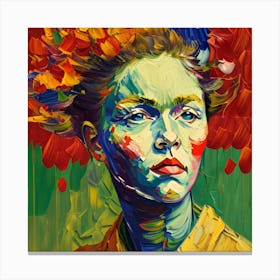 Woman With Colorful Hair Van Gogh Style Canvas Print