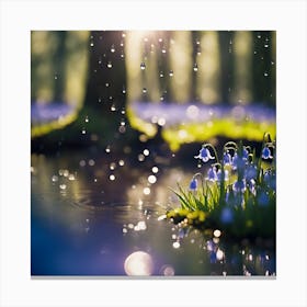 The Bluebell Wood lit by Early Moonlight Canvas Print