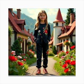 Little Girl In A Village Canvas Print