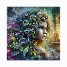 Fantasy Woman In A City Canvas Print