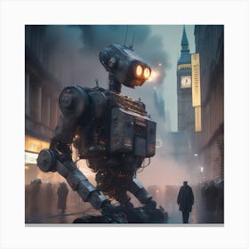 Robot On A City Street 3 Canvas Print