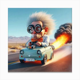 Cartoon Character Driving A Car 2 Canvas Print